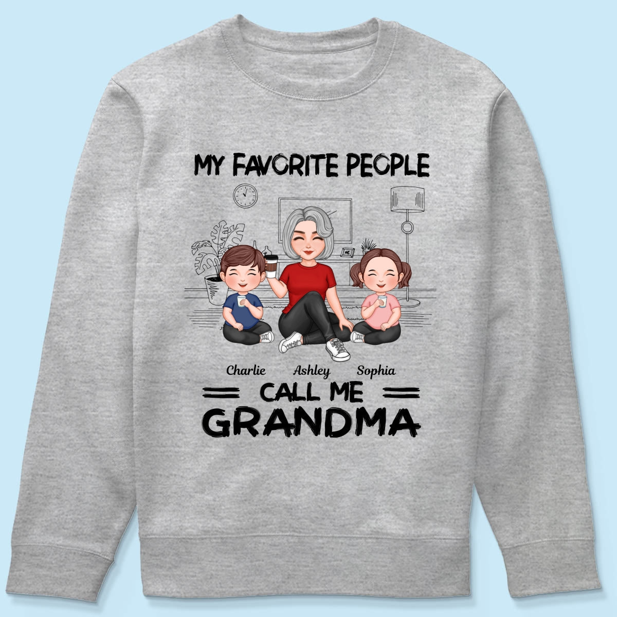 Grandma Grandkids Sitting Favorite People Call Me Grandma Personalized Shirt