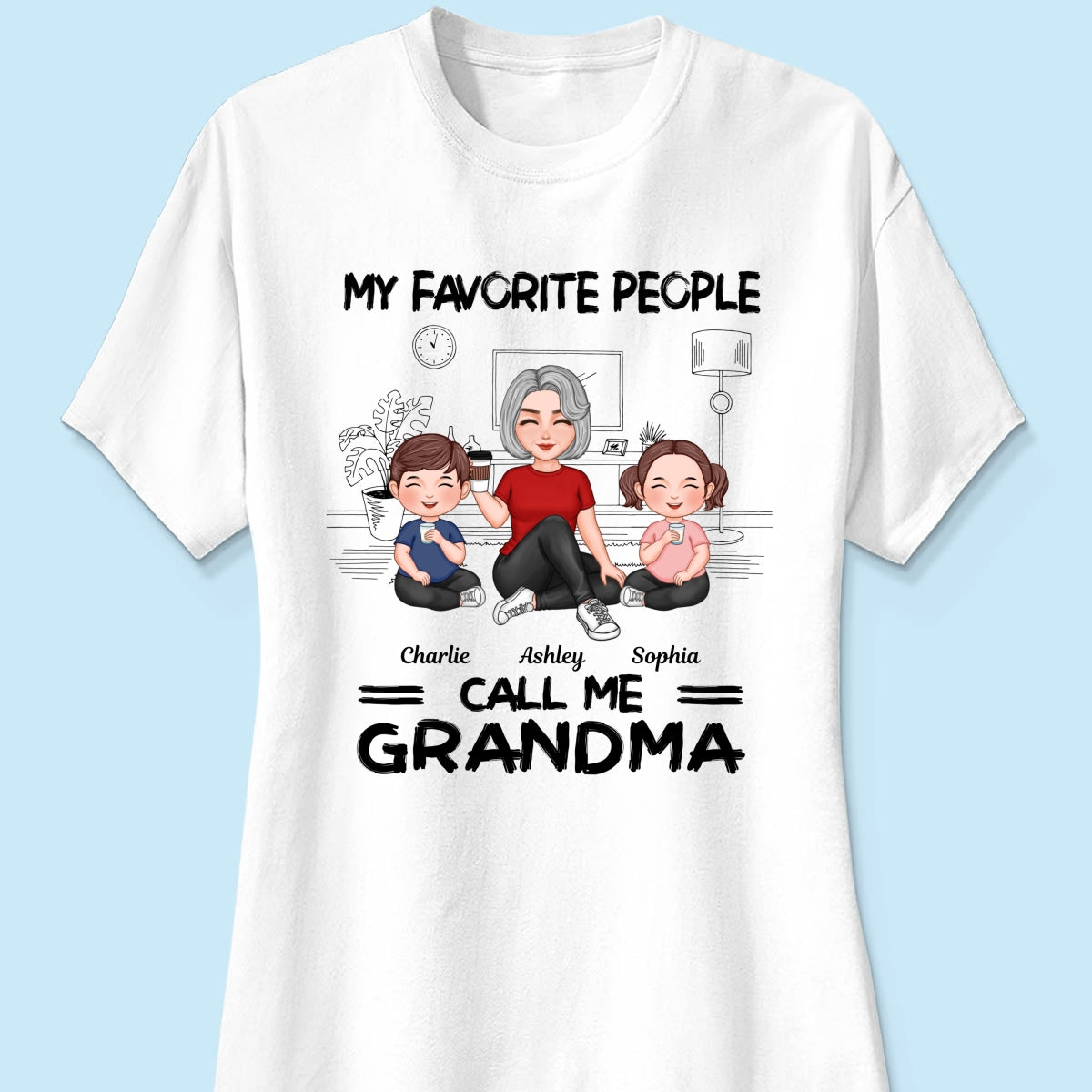 Grandma Grandkids Sitting Favorite People Call Me Grandma Personalized Shirt