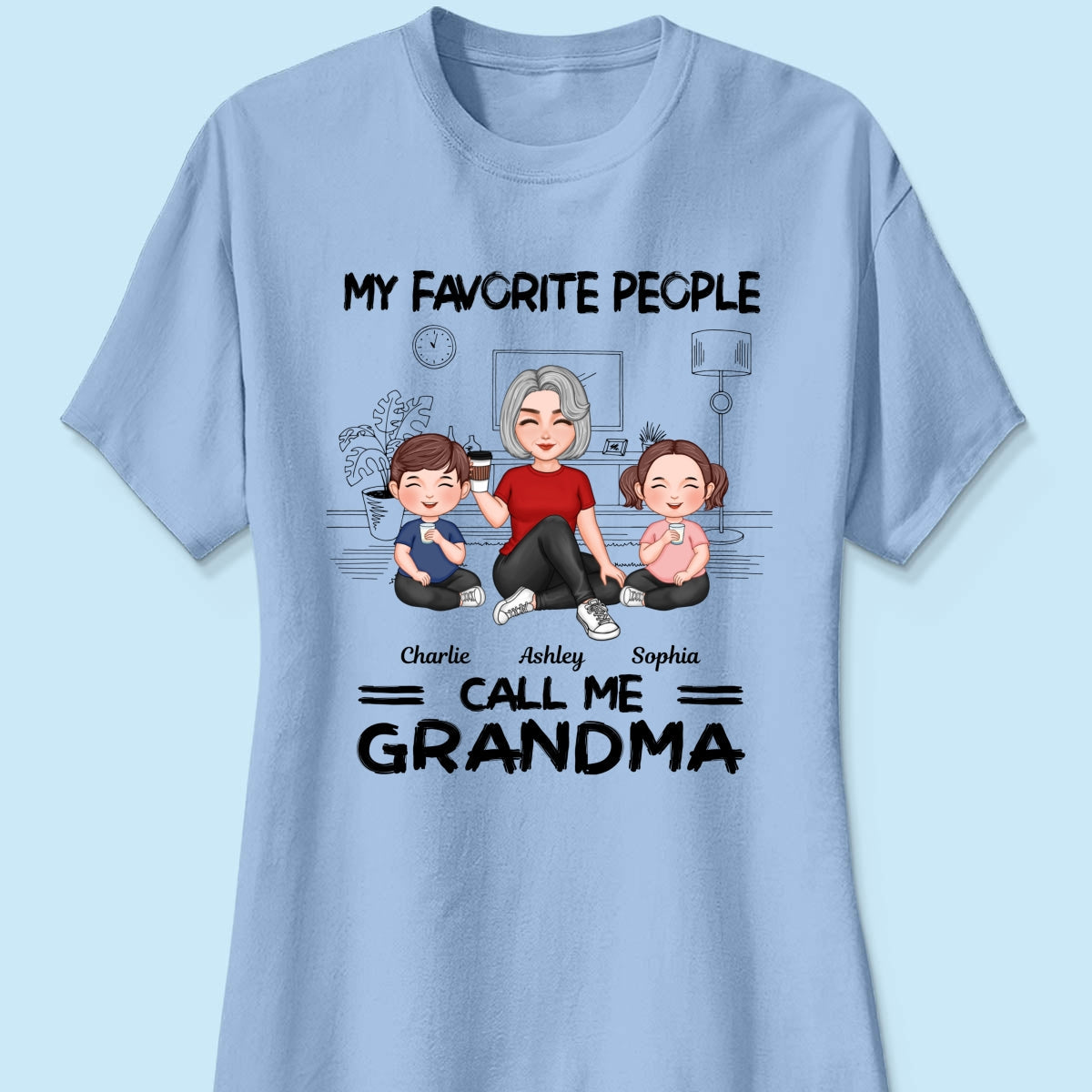 Grandma Grandkids Sitting Favorite People Call Me Grandma Personalized Shirt