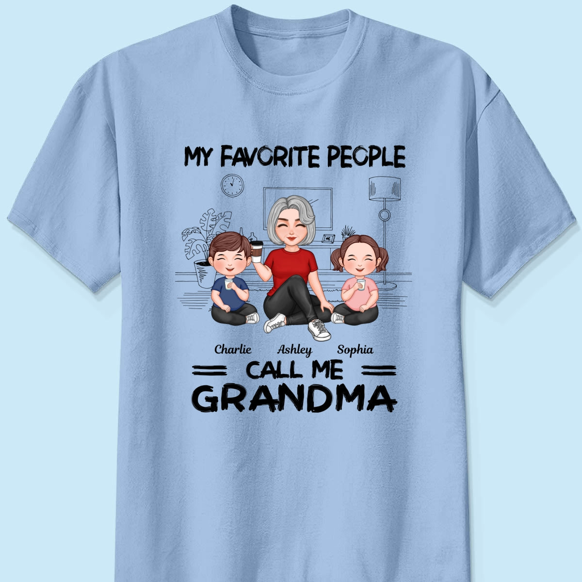 Grandma Grandkids Sitting Favorite People Call Me Grandma Personalized Shirt