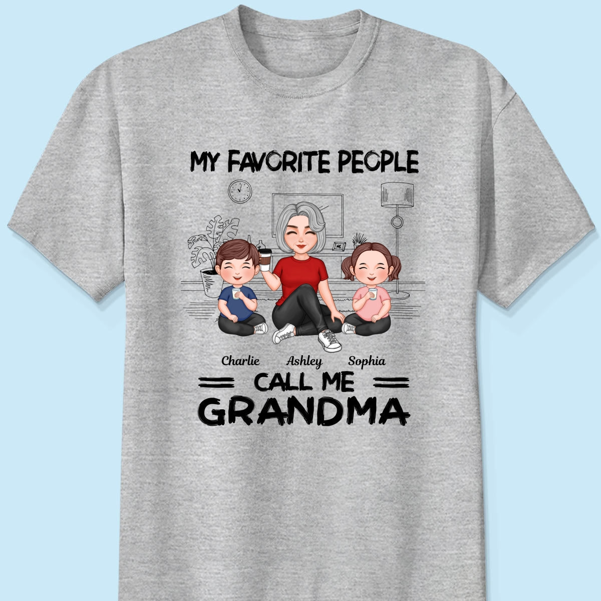 Grandma Grandkids Sitting Favorite People Call Me Grandma Personalized Shirt