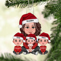 Grandma & Grandkids Sitting Crossed Legs Gift For Grandson Granddaughter Personalized Acrylic Ornament