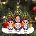 Grandma & Grandkids Sitting Crossed Legs Christmas Tree Gift Personalized Acrylic Ornament