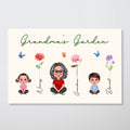 Grandma Grandkids Sitting Crossed Legs Garden Watercolor Birth Month Flowers Mother¡®s Day Gift Personalized Horizontal Poster